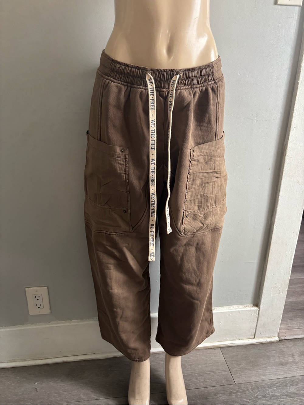 Free People Brown Cargo Crop Joggers